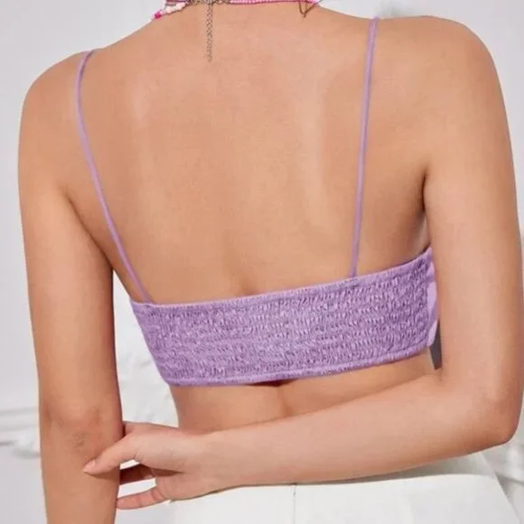 Bow Front Cami Cropped Top Purple - Picture 5 of 5